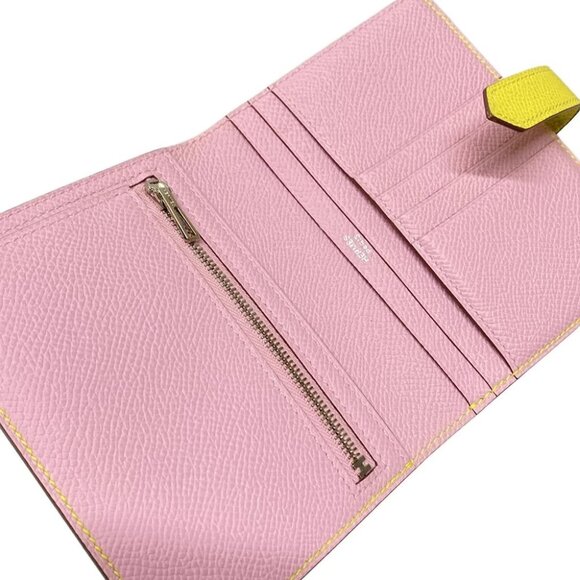 Auth HERMES Bearn Compact Verseau - Lime Mauve Sylvestre Veau Epsom D - Picture 3 of 10